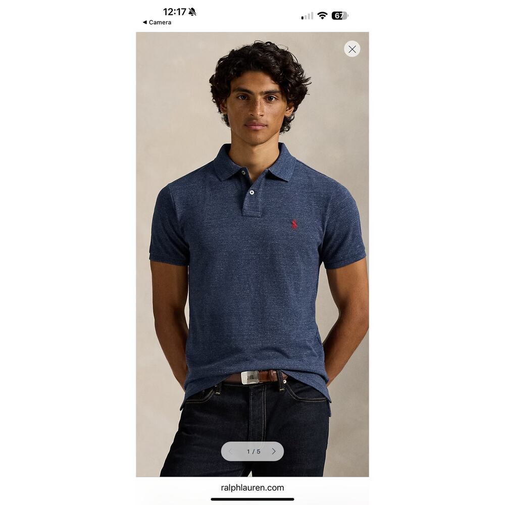 Polo Ralph Lauren Custom Slim Fit Solid Mesh Polo shirt